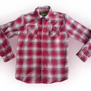Dixxon DFC Youth Division Boys Plaid Pearl Snap Long Sleeve Shirt. Size Large